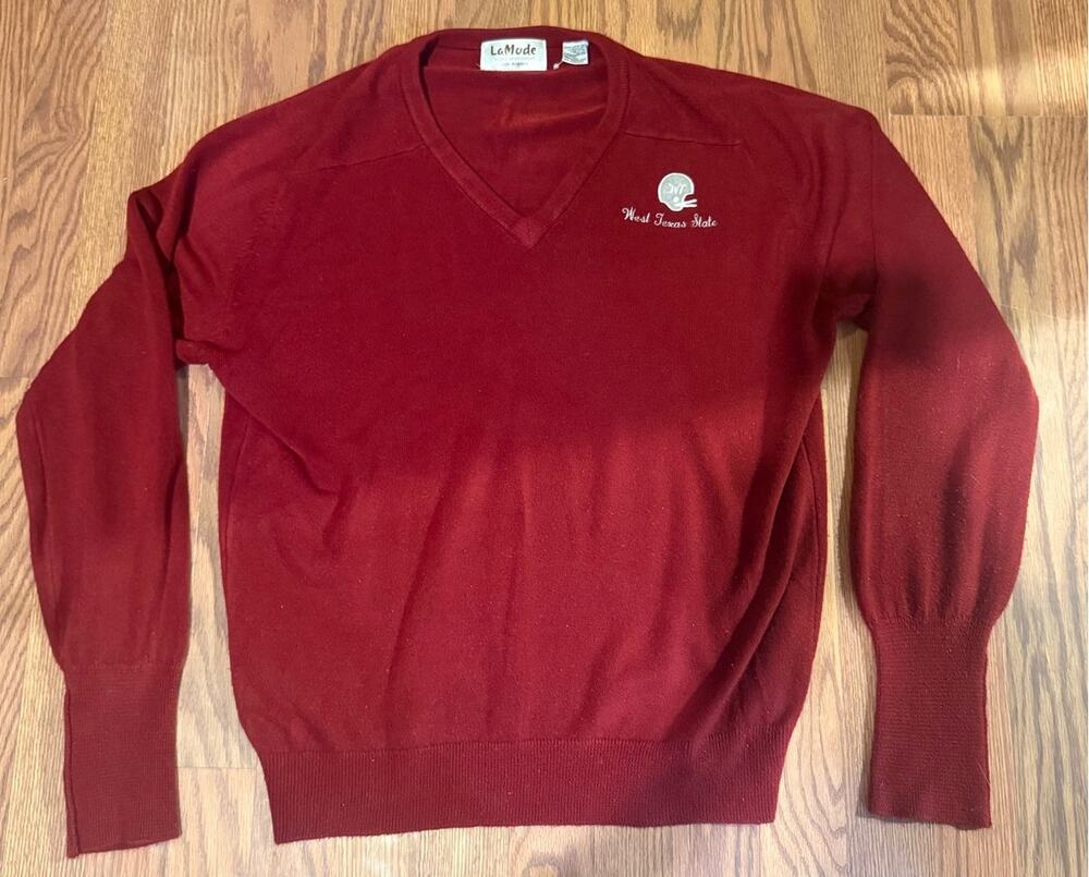 West Texas State Maroon Cashmerlon La Mode Sweater Size XL